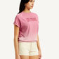 Women's Typography Pink Crew Neck Top - Side View
