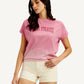 Women's Typography Pink Crew Neck Top - Styleshot View