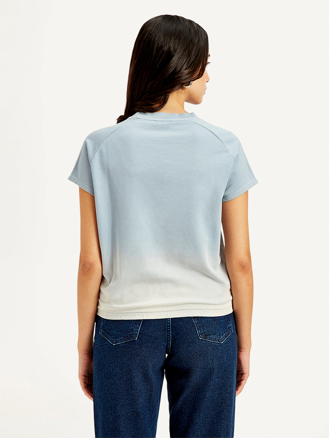 Women's Brand Logo Crew Neck Top - Back View