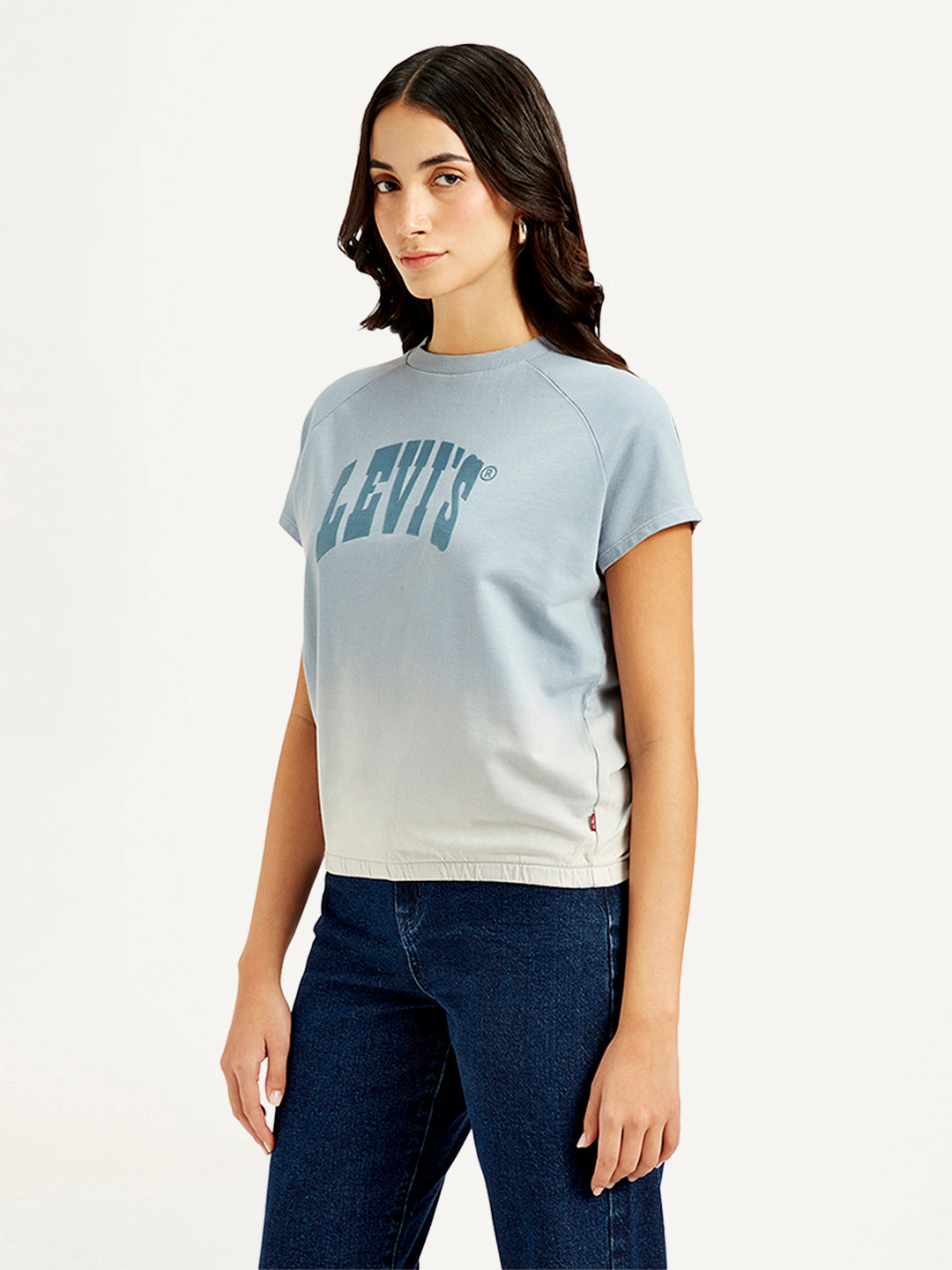 Women's Brand Logo Crew Neck Top - Side View
