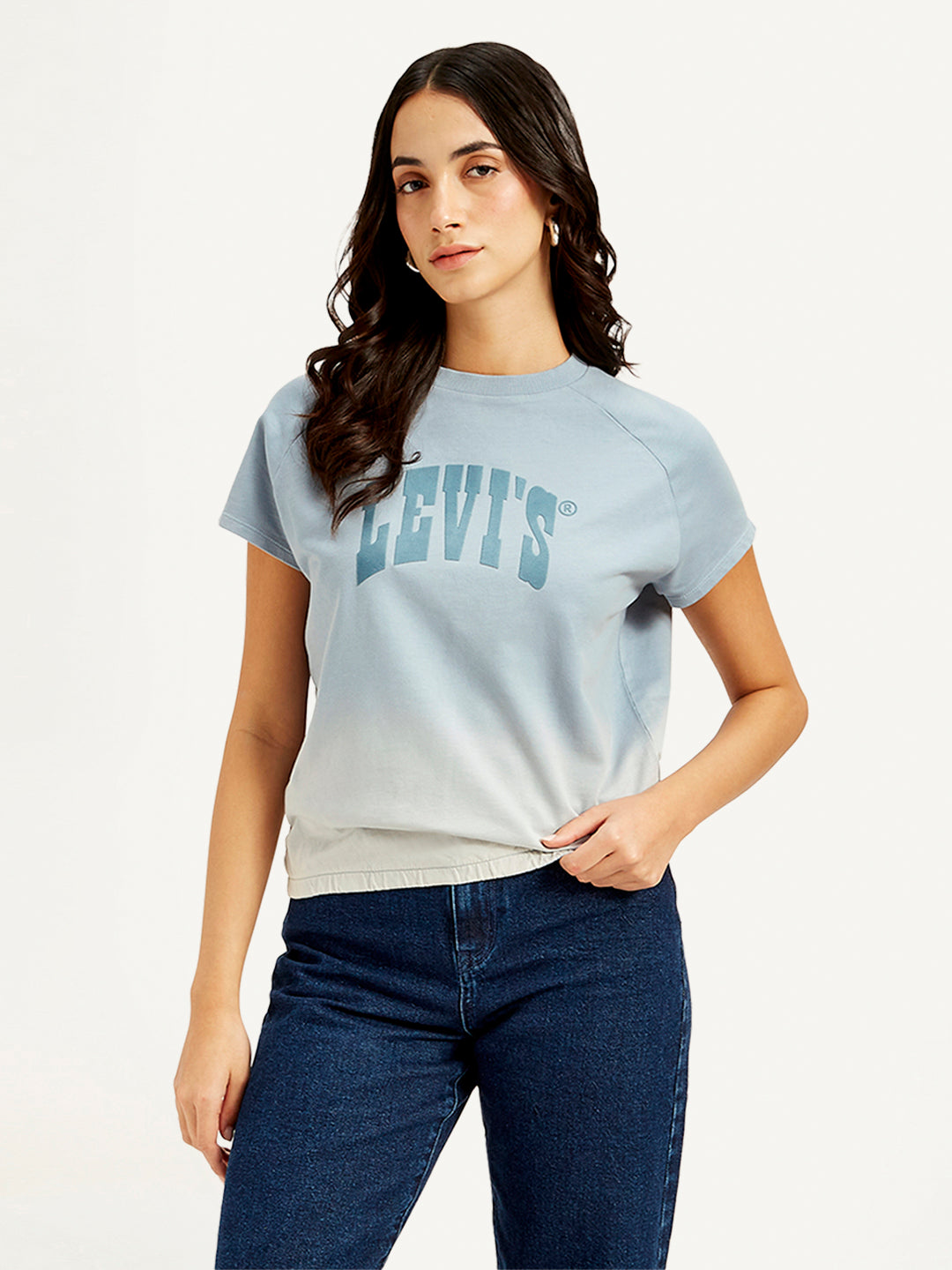 Women's Brand Logo Crew Neck Top - Styleshot View