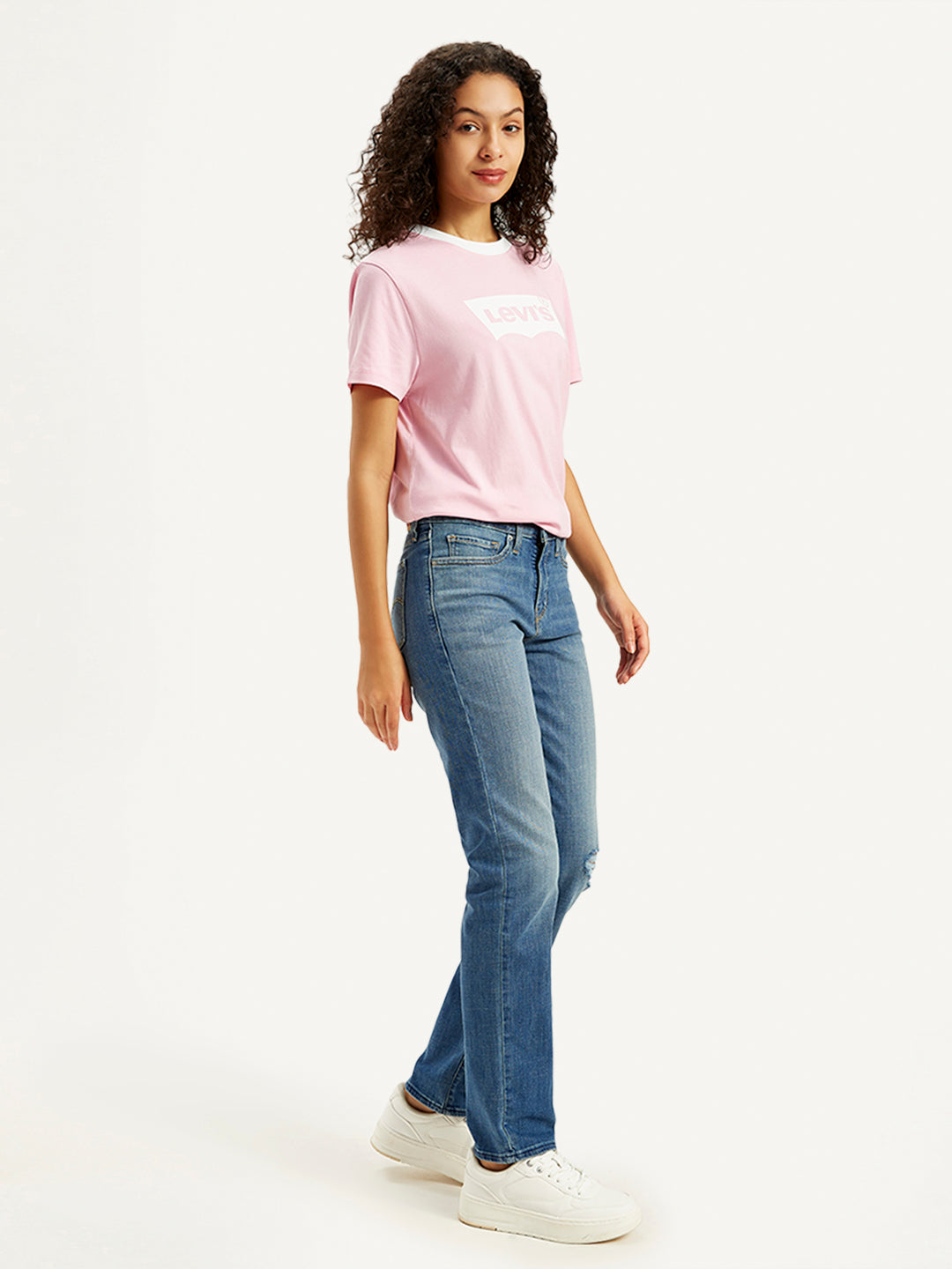 Women's 314 Blue Straight Fit High Rise Jeans - Side View