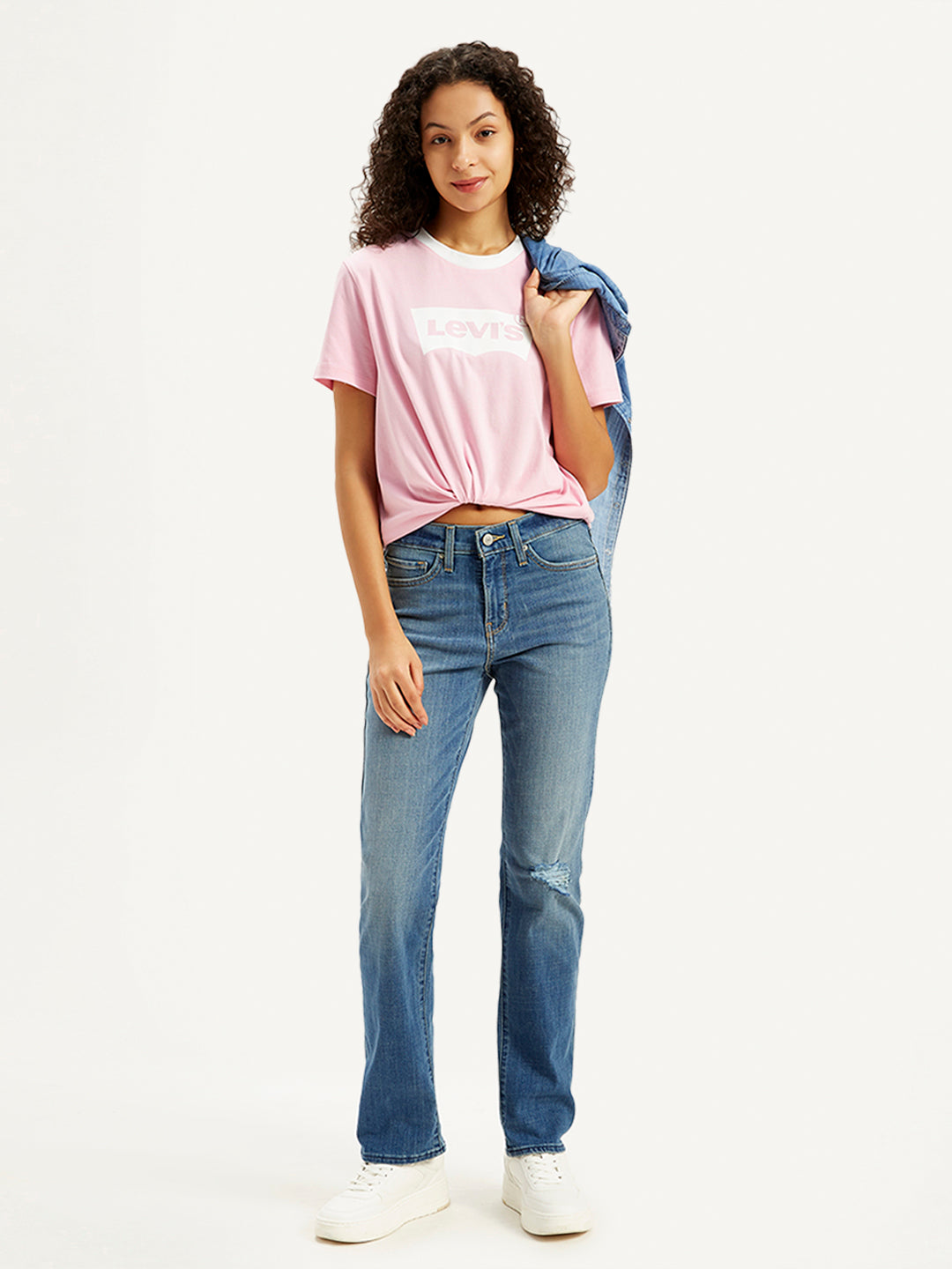 Women's 314 Blue Straight Fit High Rise Jeans - Styleshot View