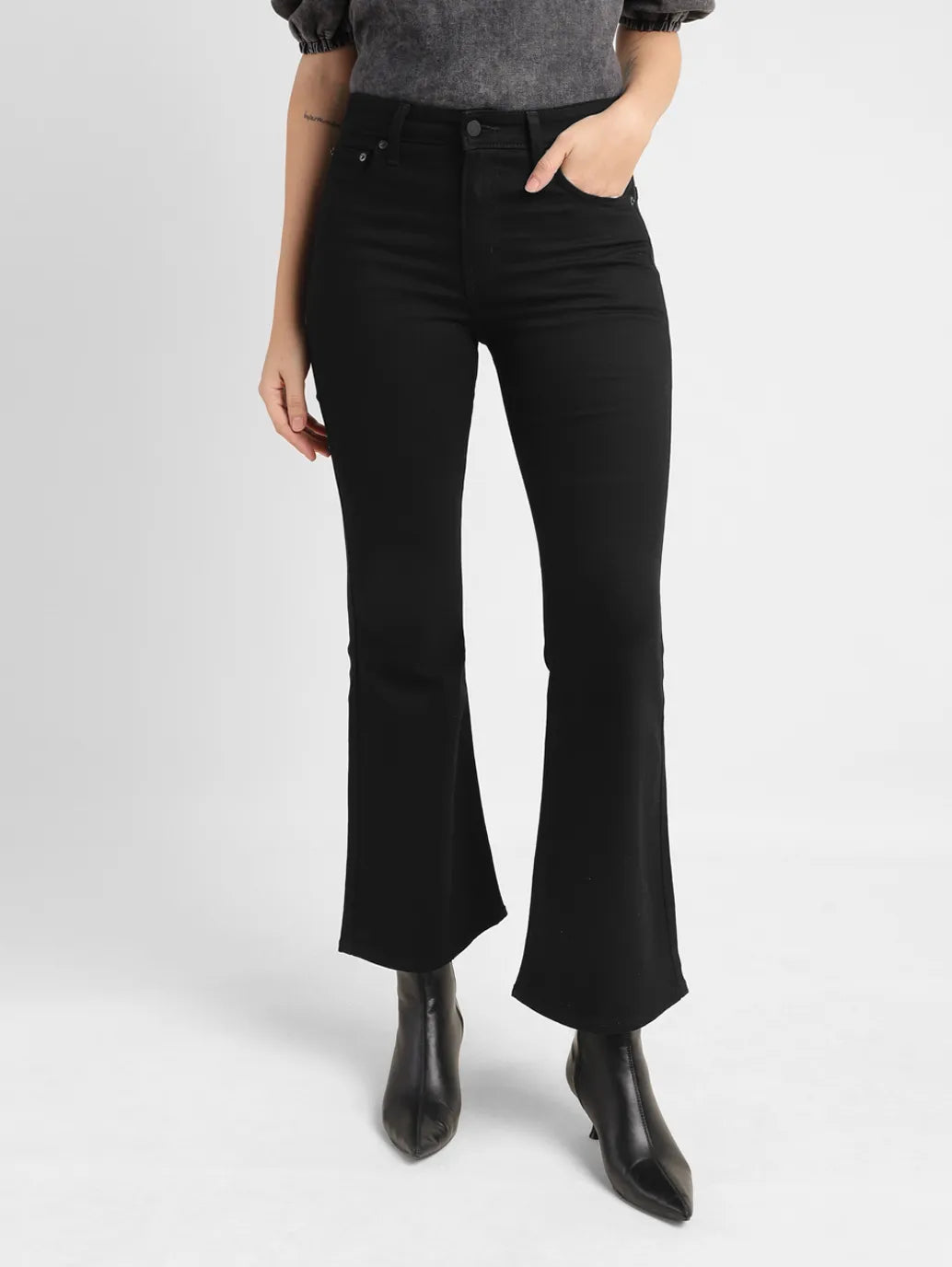 Women's 726 Black Flared Fit High Rise Jeans - 1f8ec5a1-1a16-4d7d-b5e1-4a3ad5655e16 View