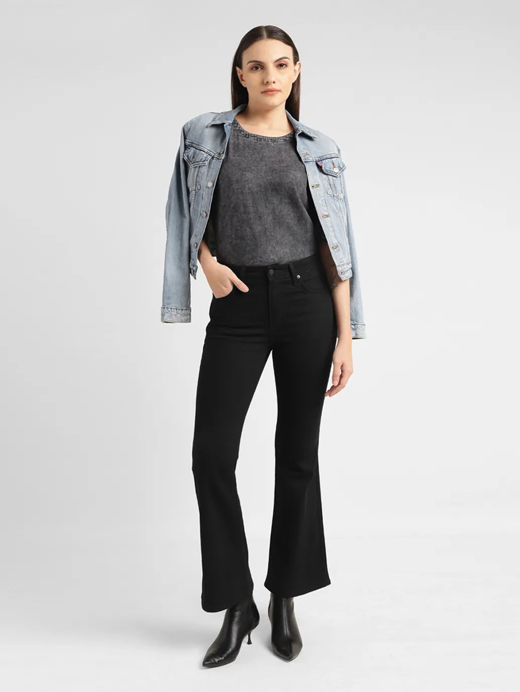 Women's 726 Black Flared Fit High Rise Jeans - 8fb96100-8da4-4a0c-ad80-c9710175822c View