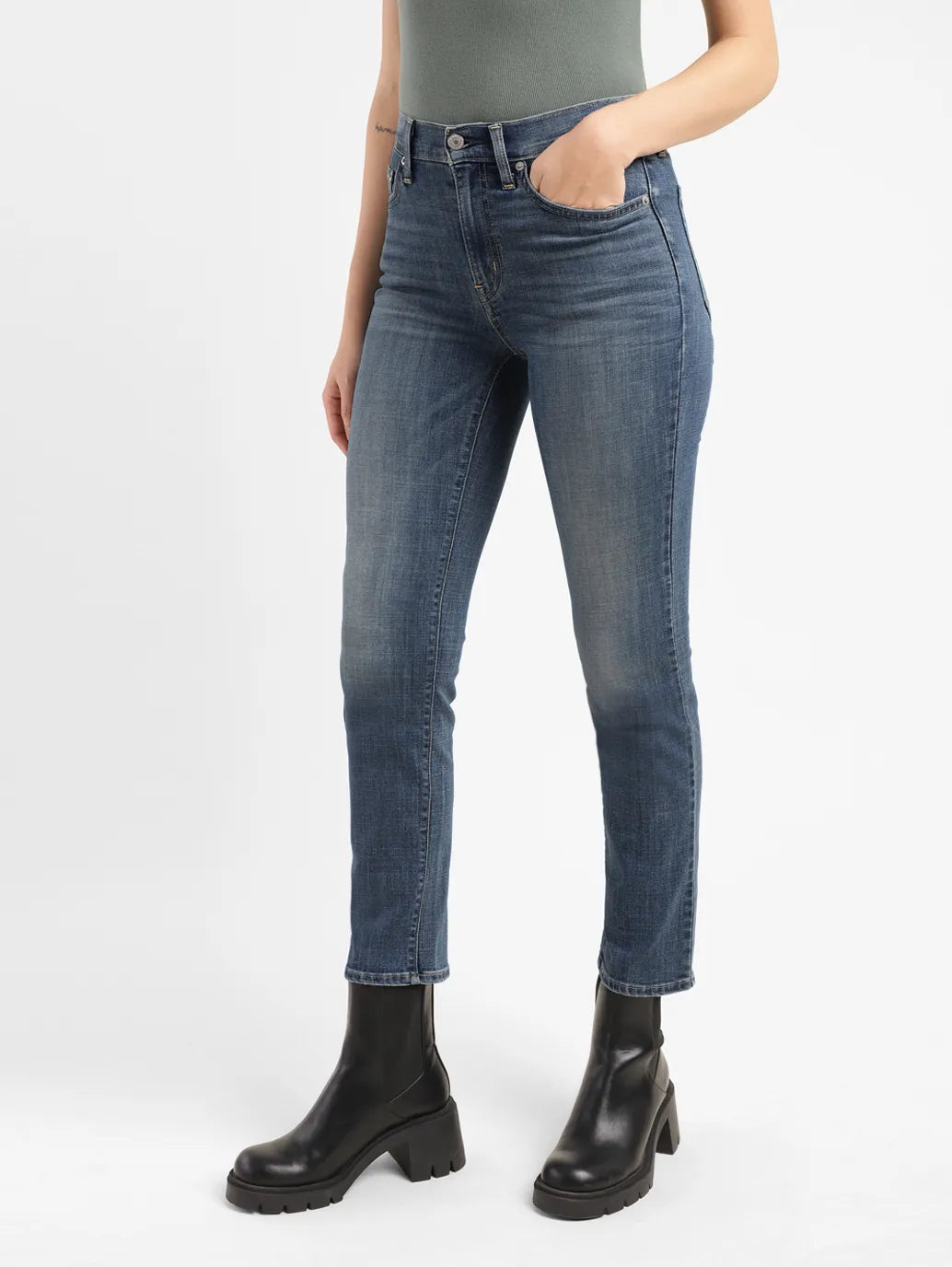Women's 726 Blue Flared Fit Mid Rise Jeans - a2d4de59-8e37-4201-b4ec-35563d561e19 View