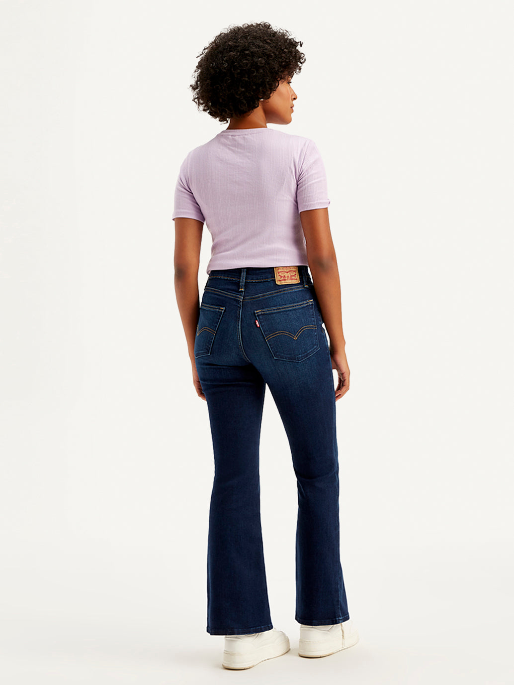 Women's 726 Navy Blue Flared Fit Mid Rise Jeans - Back View