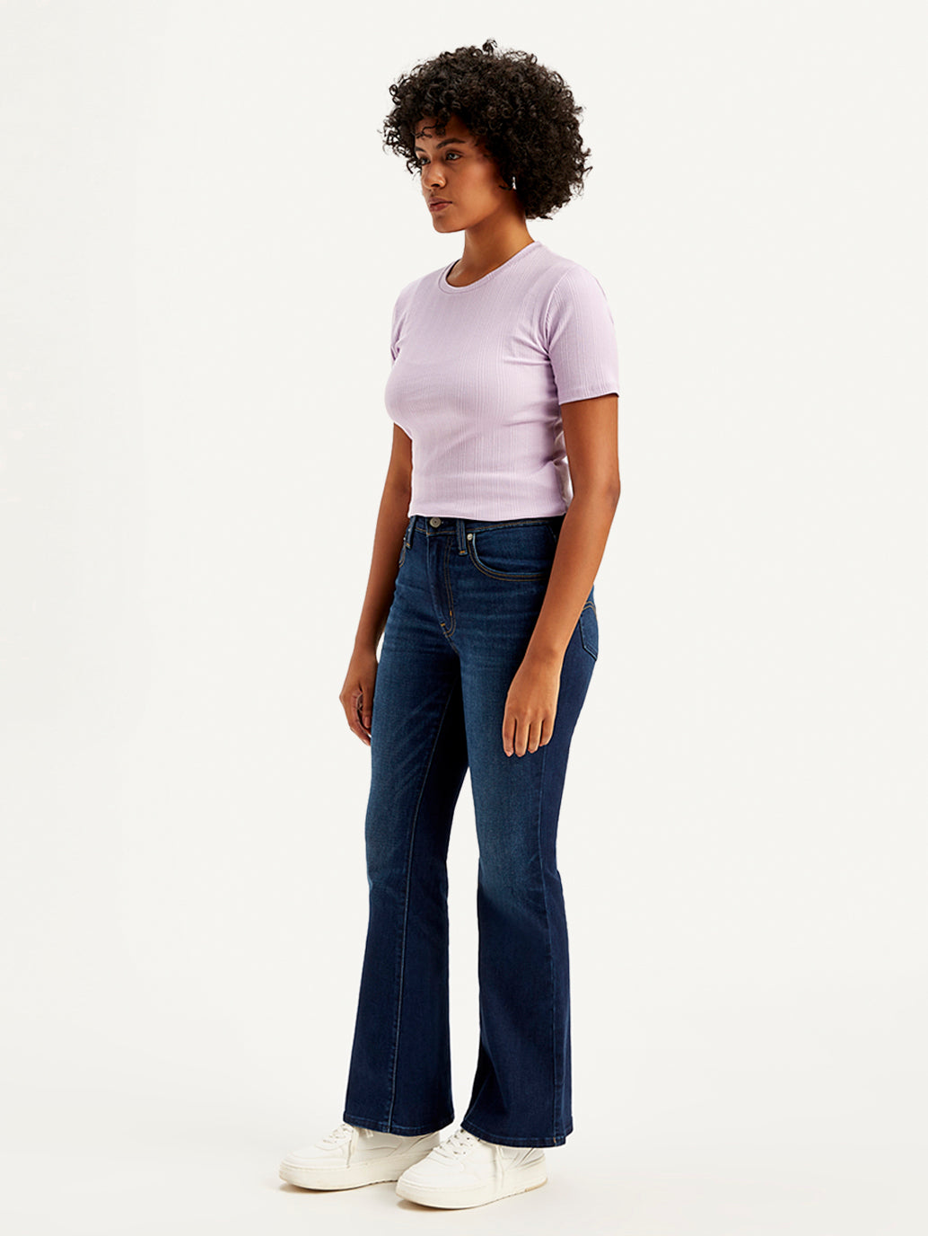 Women's 726 Navy Blue Flared Fit Mid Rise Jeans - Side View