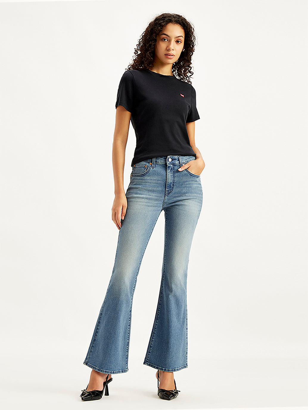 Women's Mid Rise 726 Flaired Fit Blue Jeans