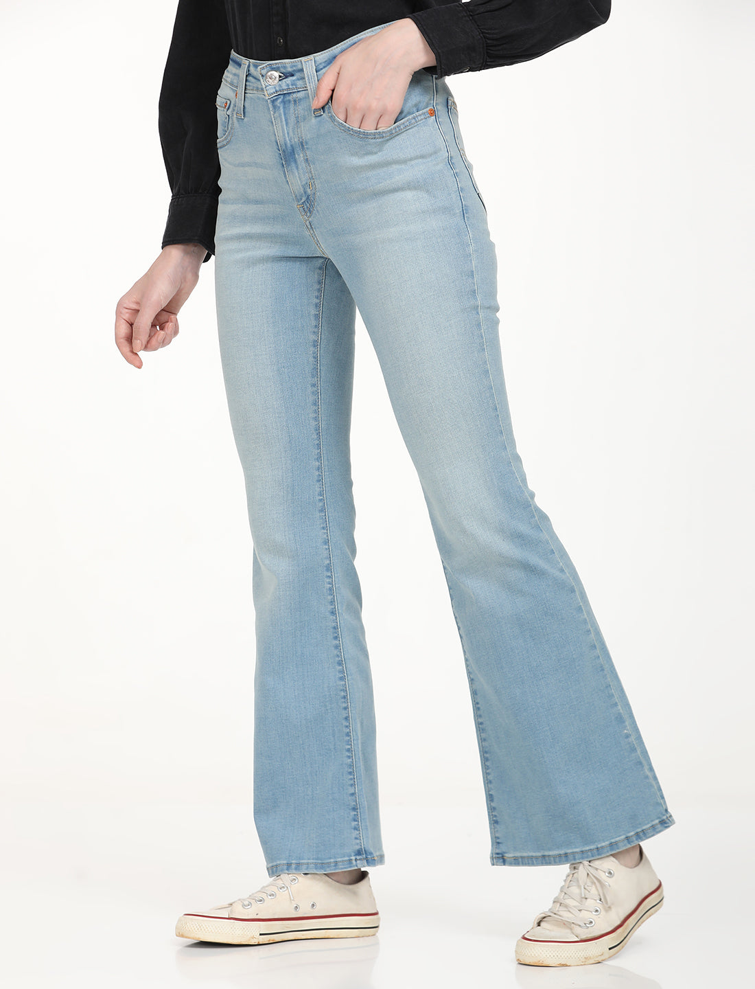 Women's 726 Blue Flared Fit High Rise Jeans - RightSide View