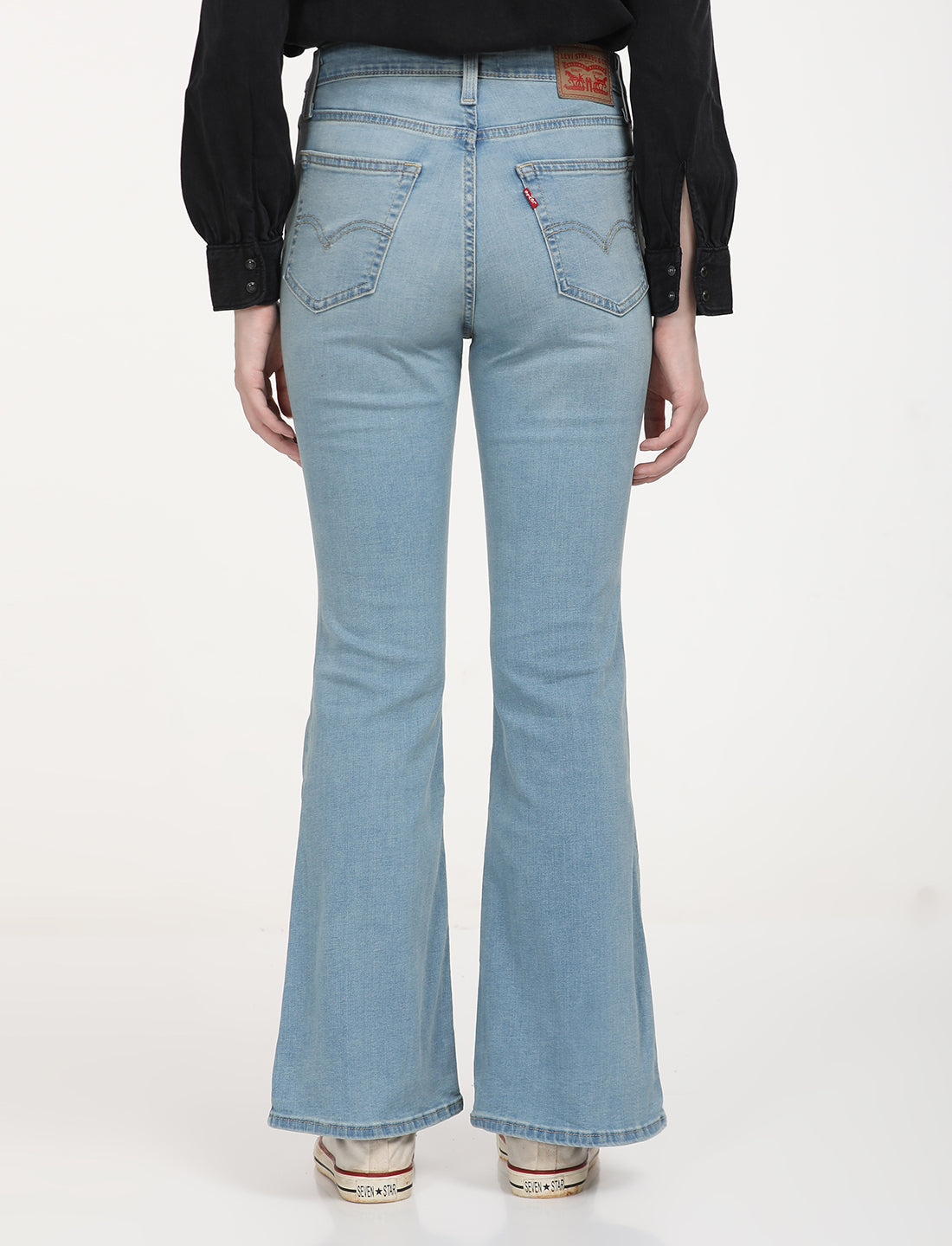 Women's 726 Blue Flared Fit High Rise Jeans - Back View
