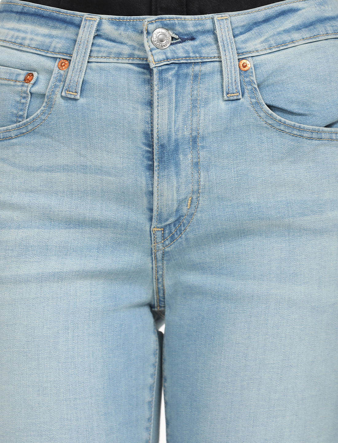 Women's 726 Blue Flared Fit High Rise Jeans - Detail View