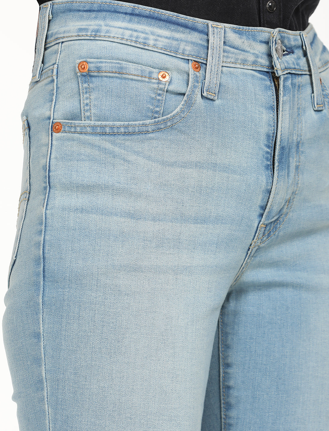Women's 726 Blue Flared Fit High Rise Jeans - Detail View