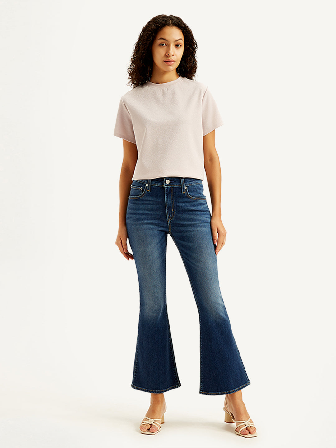Women's 726 Blue Flared Fit Mid Rise Jeans - Front View