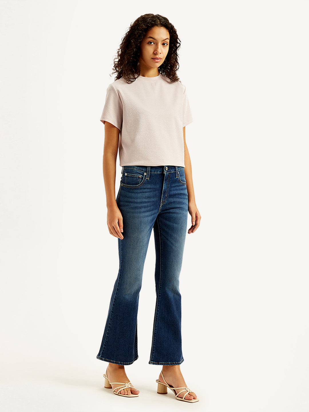 Women's 726 Blue Flared Fit Mid Rise Jeans - Side View