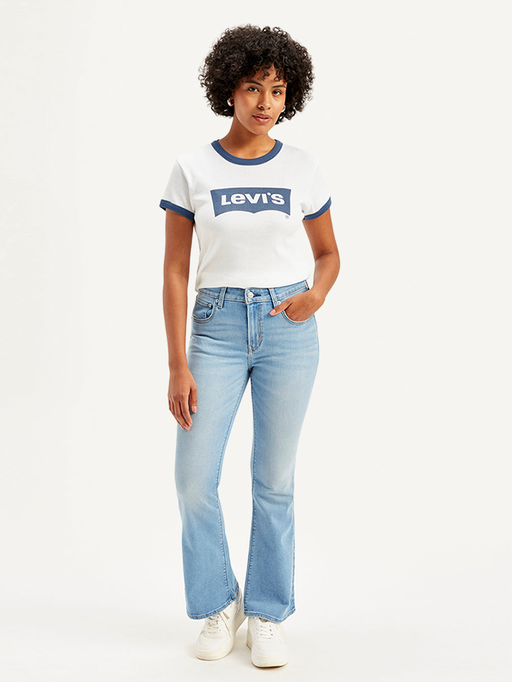 Women's 726 Blue Flared Fit Mid Rise Jeans - Front View