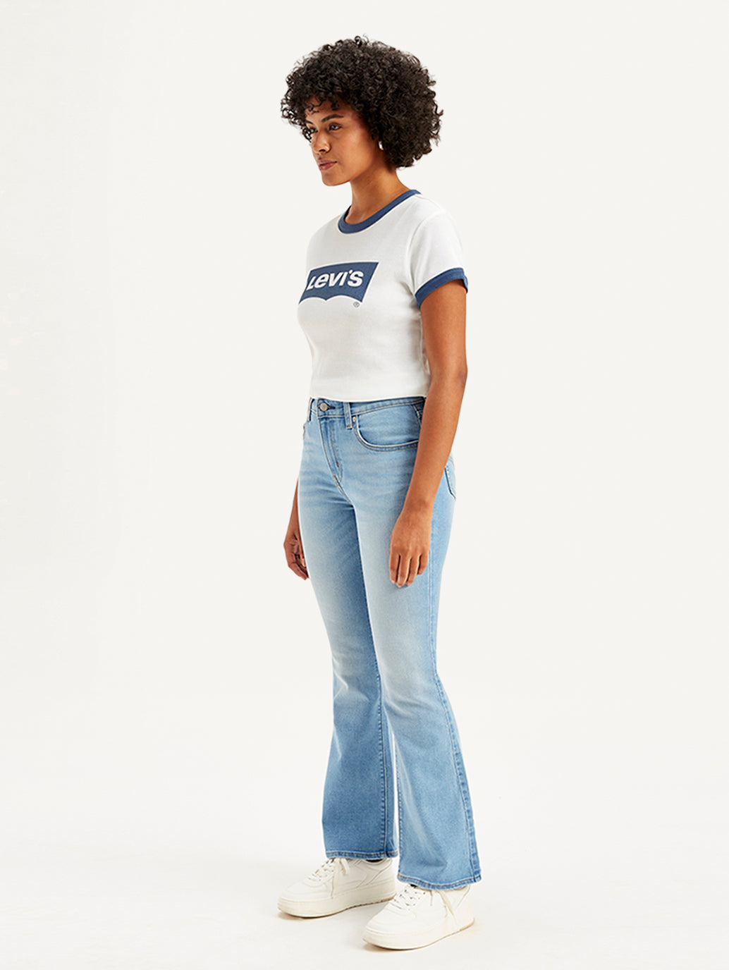 Women's 726 Blue Flared Fit Mid Rise Jeans - Side View