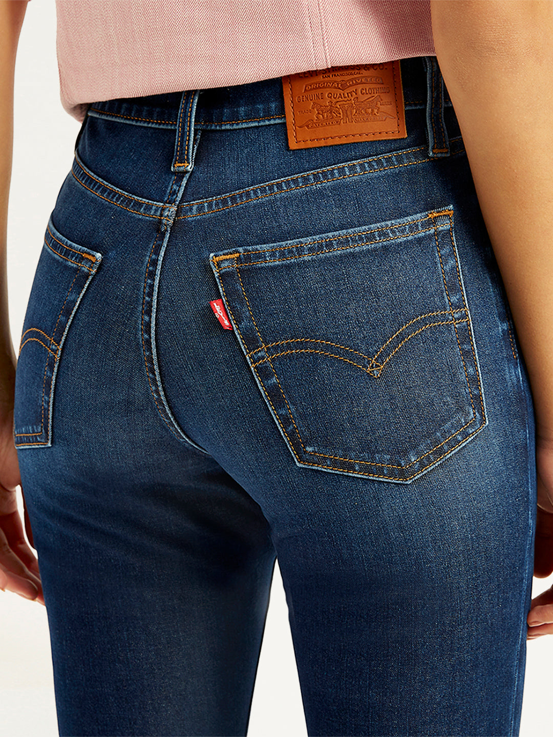 Women's 726 Navy Blue Flared Fit Mid Rise Jeans - Detail View