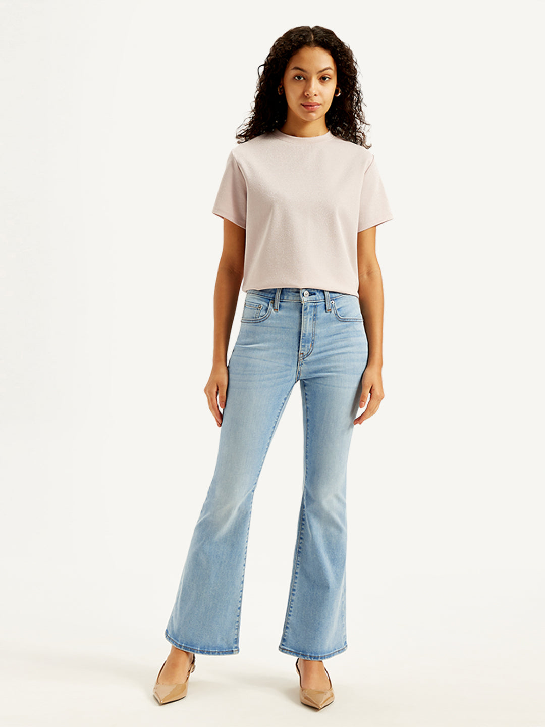 Women's 726 Light Blue Flared Fit High Rise Jeans - Front View