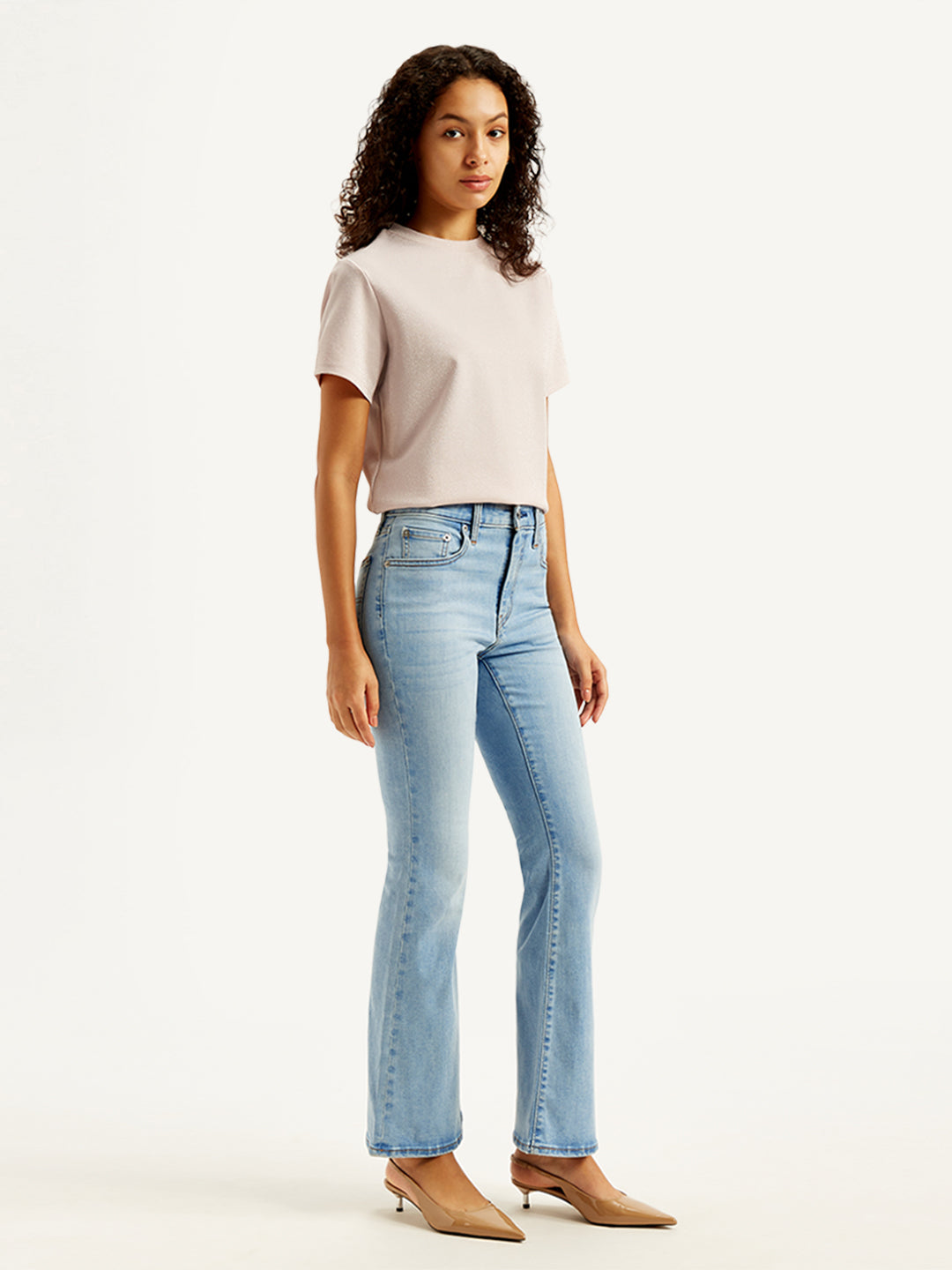 Women's 726 Light Blue Flared Fit High Rise Jeans - Side View