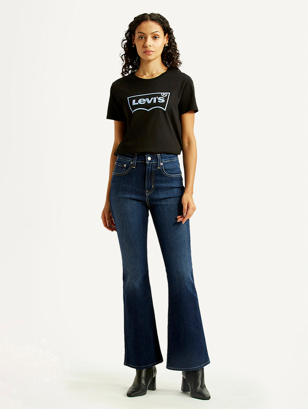 Women's 726 Dark Indigo Flared Fit High Rise Jeans - Front View