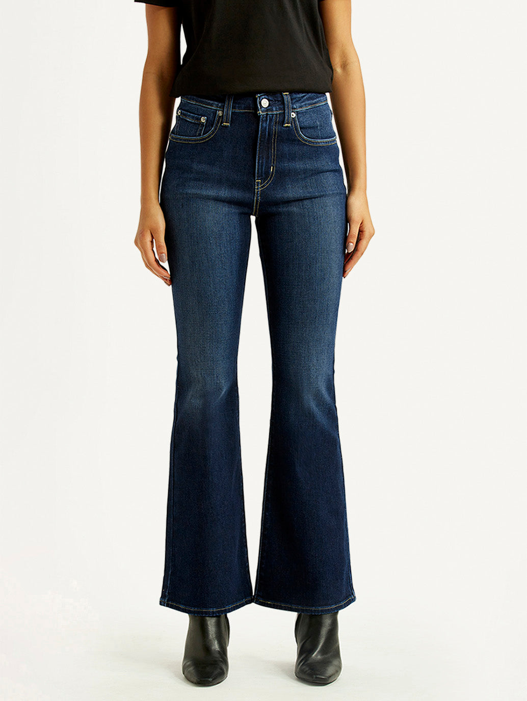 Women's 726 Dark Indigo Flared Fit High Rise Jeans - Front View