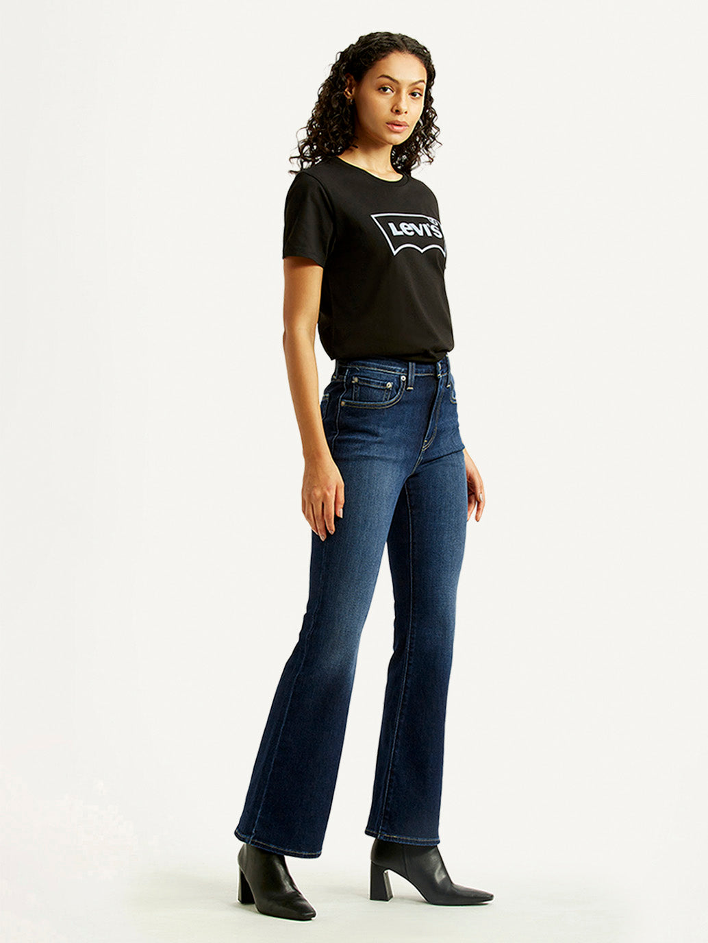 Women's 726 Dark Indigo Flared Fit High Rise Jeans - Side View
