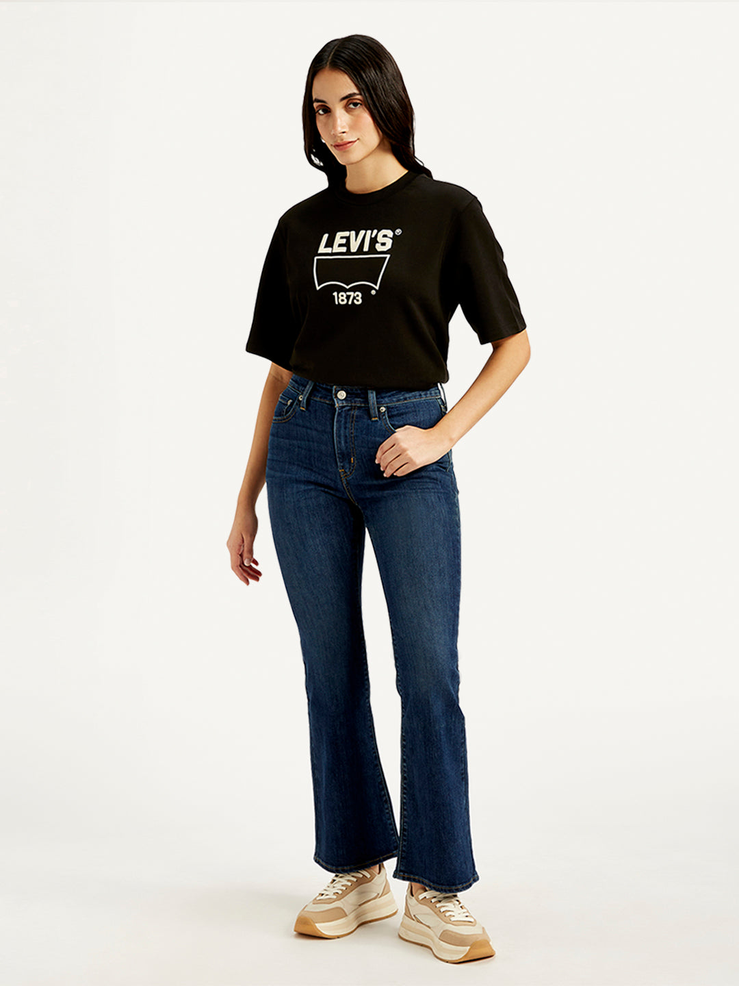 Women's 726 Indigo Flared Fit Mid Rise Jeans - Front View