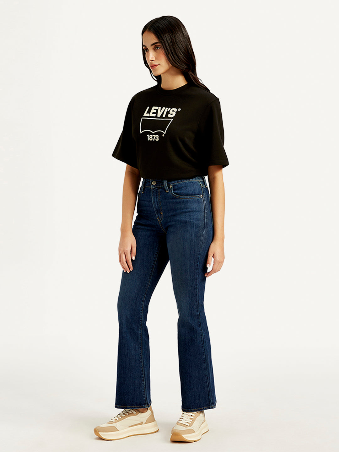 Women's 726 Indigo Flared Fit Mid Rise Jeans - Side View