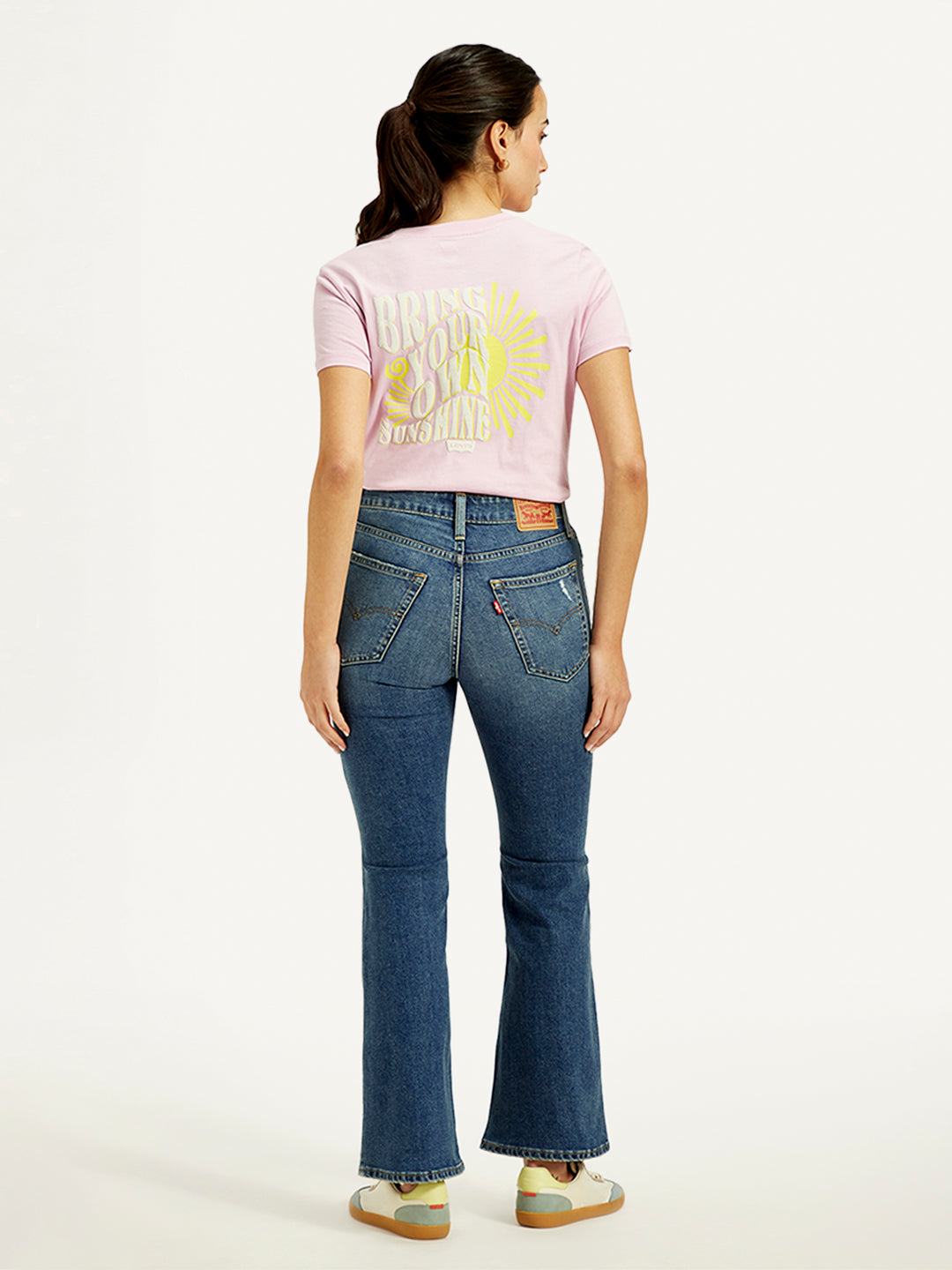 Women's 726 Blue Flared Fit High Rise Jeans - Back View