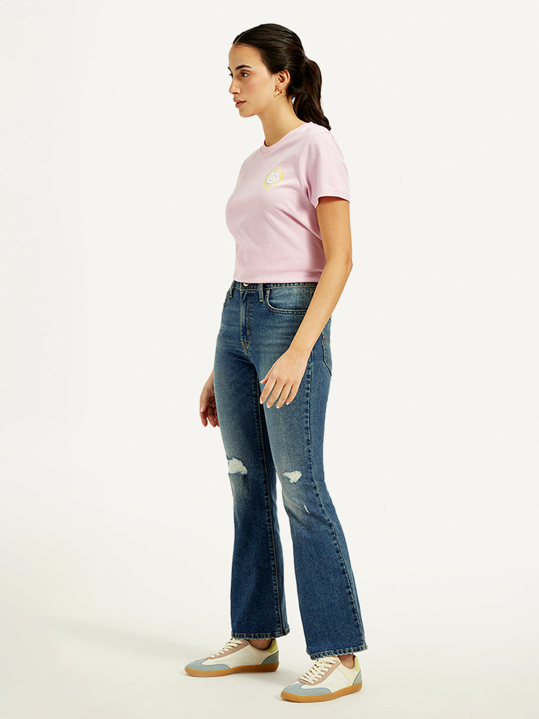 Women's 726 Blue Flared Fit High Rise Jeans - Side View