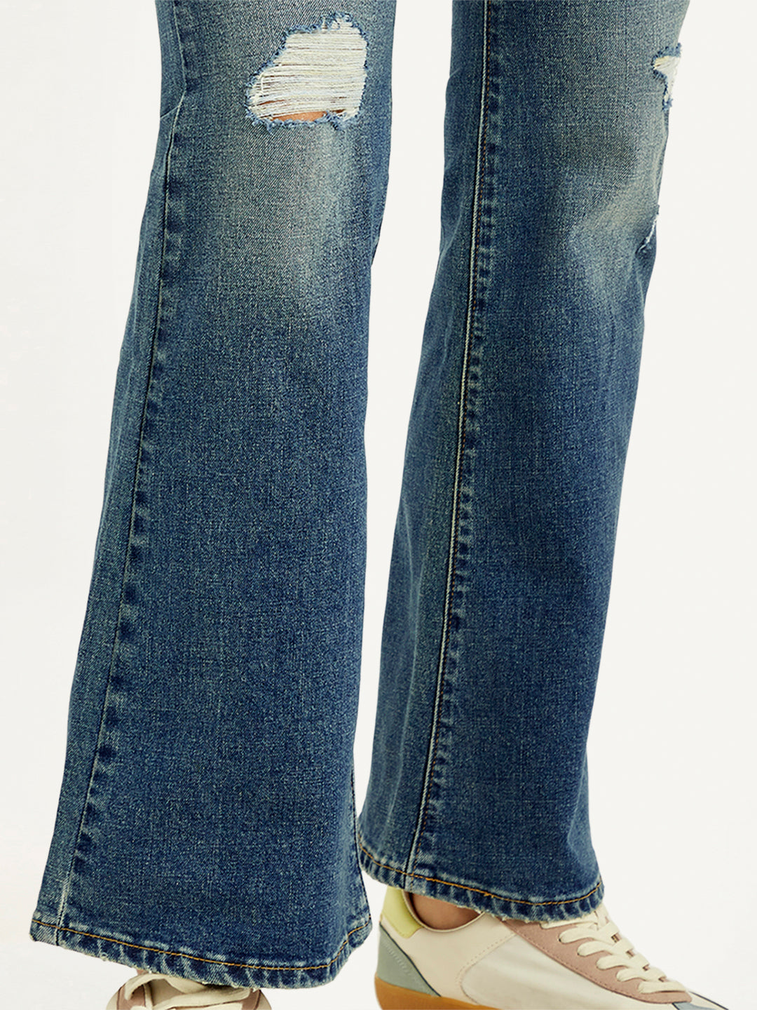 Women's 726 Blue Flared Fit High Rise Jeans - Detail View