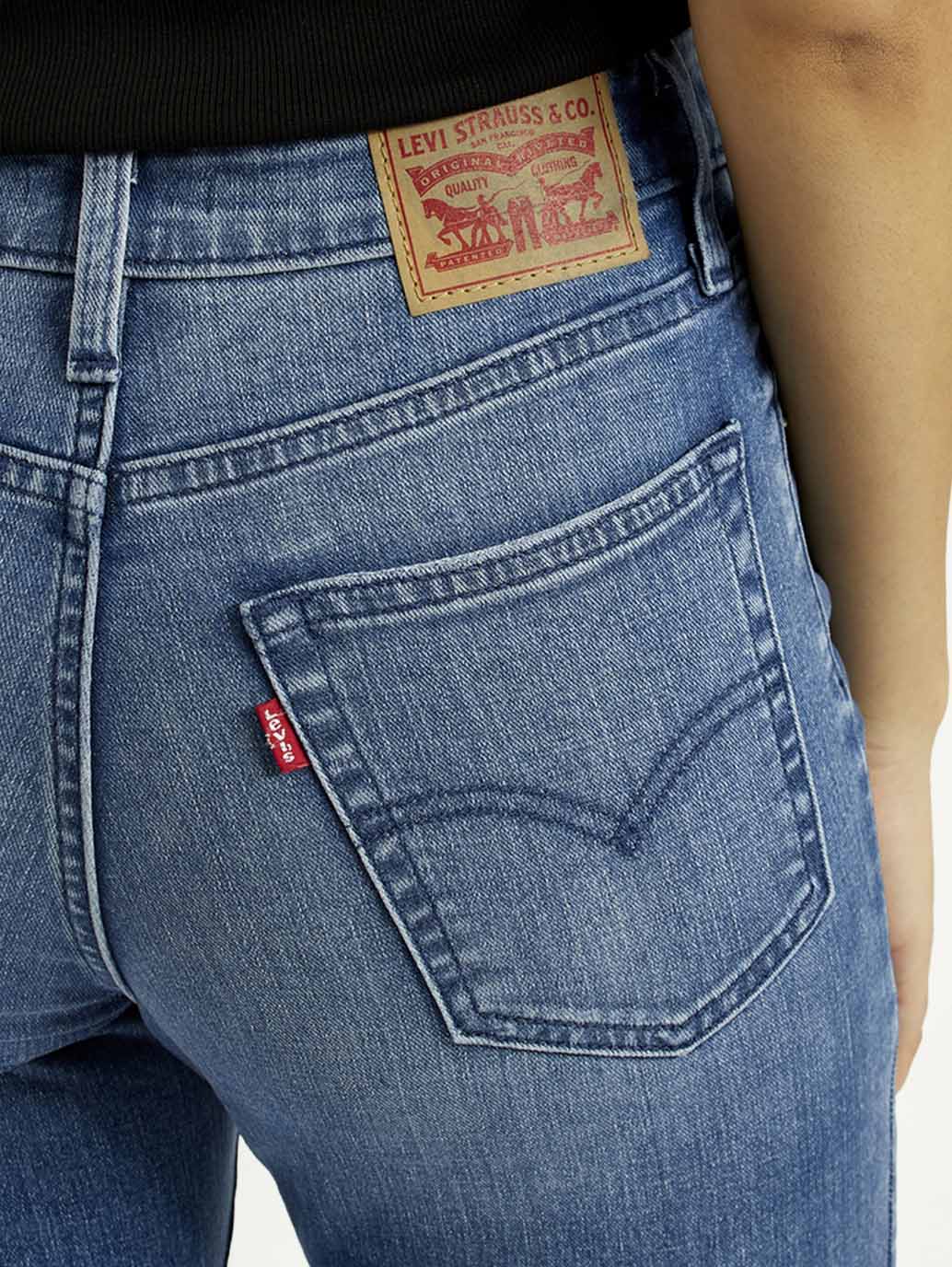 Women's 726 Med Indigo Flared Fit High Rise Jeans - Detail View