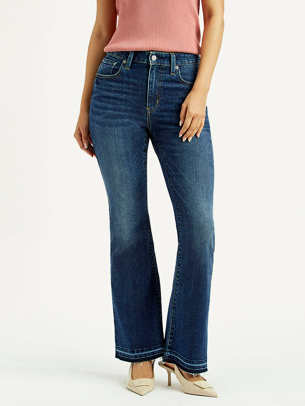 Women's 726 Blue Flared Fit High Rise Jeans - Front View
