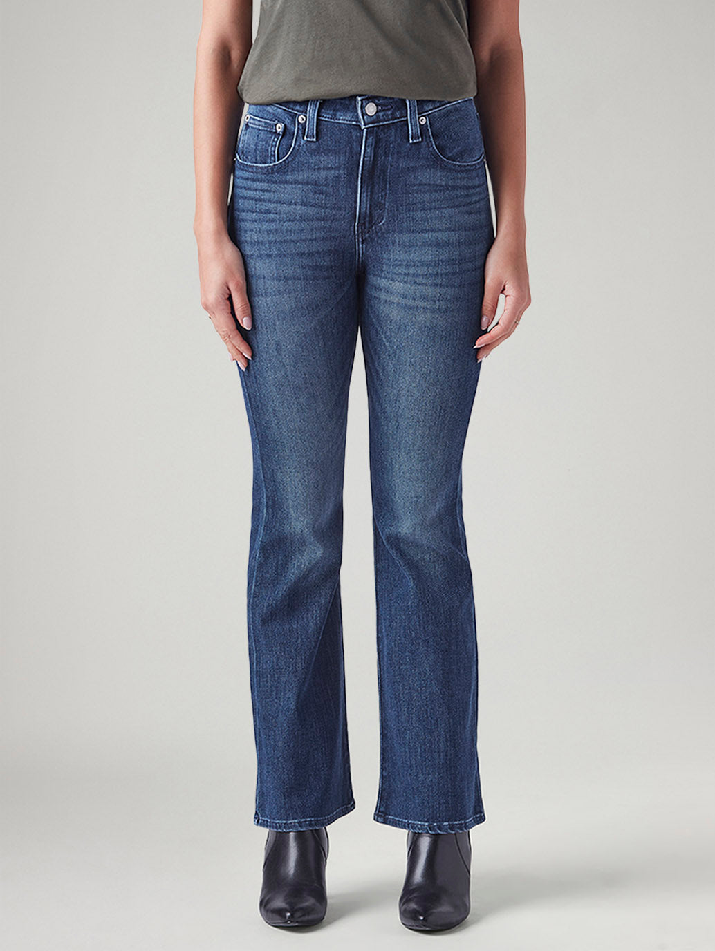 Women's 726 Blue Flared Fit High Rise Jeans - Front View