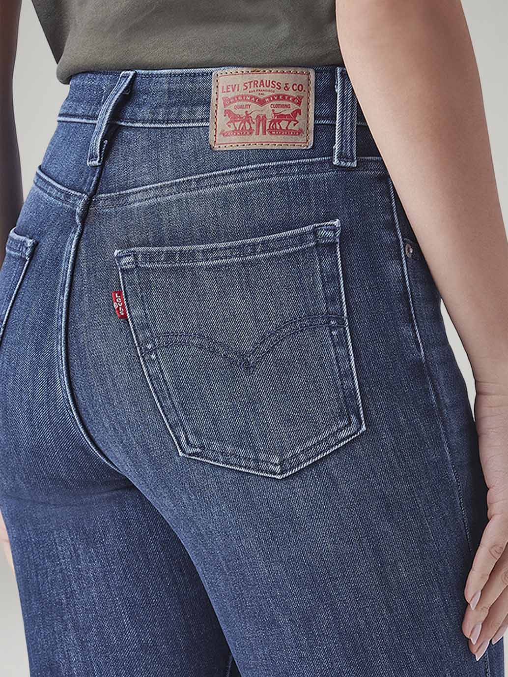 Women's 726 Blue Flared Fit High Rise Jeans - Detail View