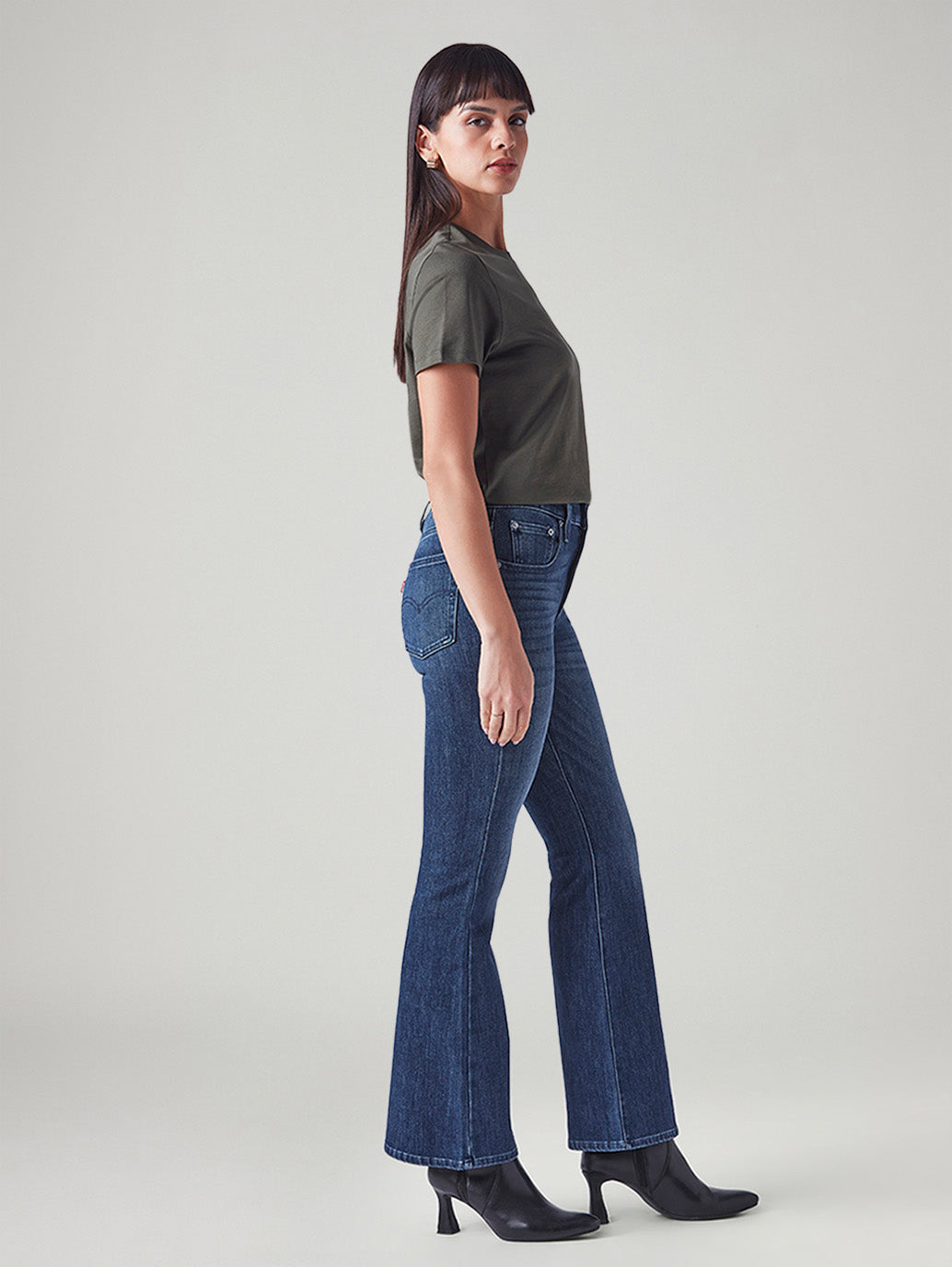 Women's 726 Blue Flared Fit High Rise Jeans - Side View