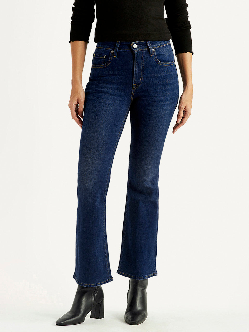 Women's 726 Dark Indigo Flared Fit Mid Rise Jeans - Front View