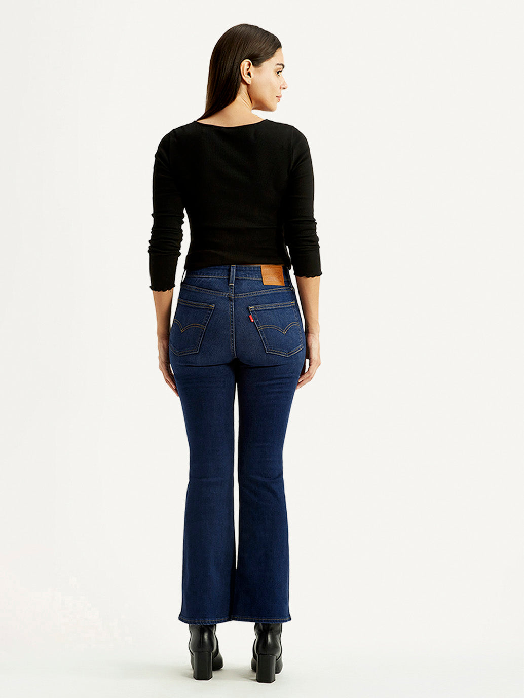 Women's 726 Dark Indigo Flared Fit Mid Rise Jeans - Back View