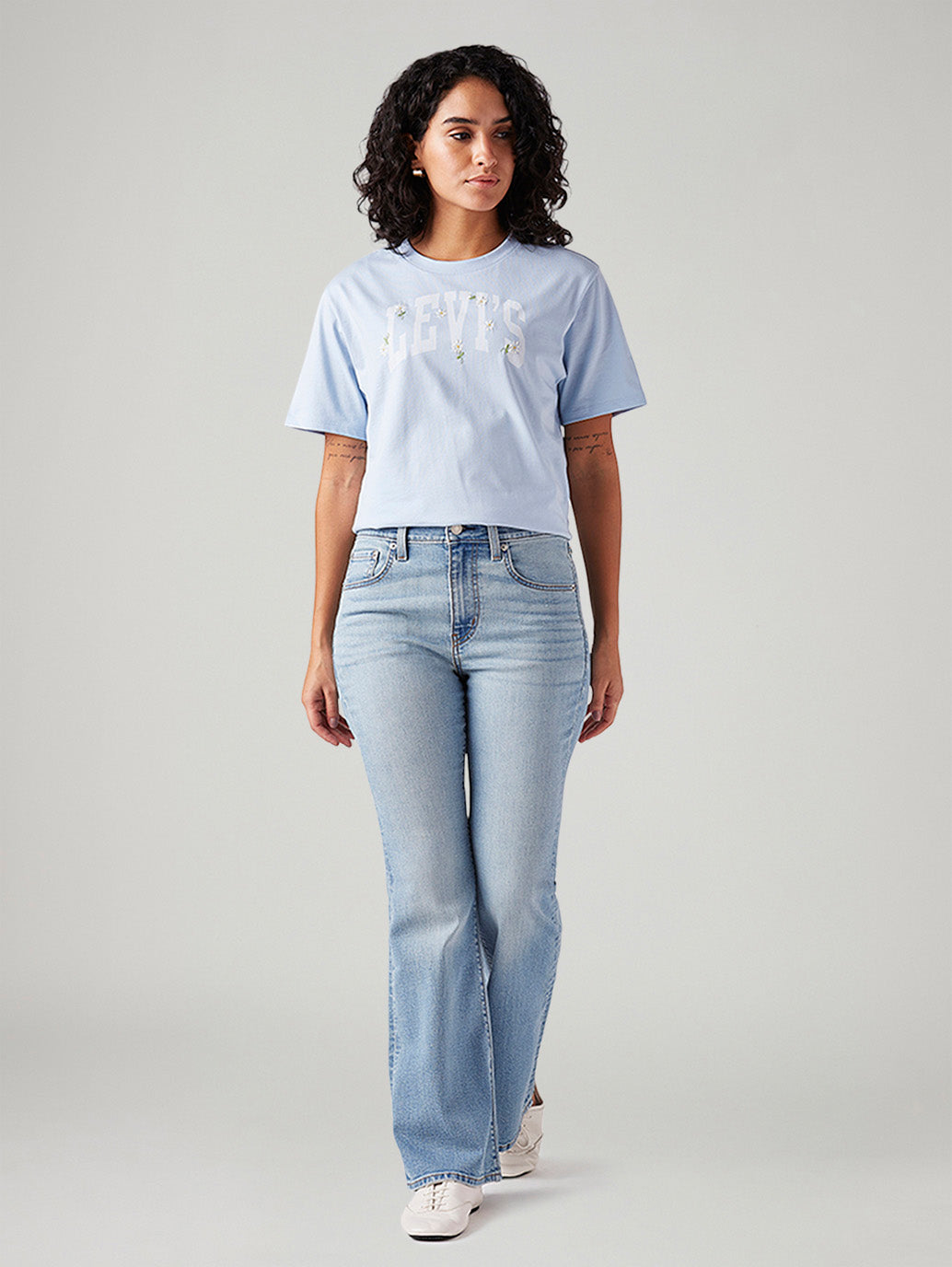 Women's 726 Light Blue Flared Fit High Rise Jeans - Front View