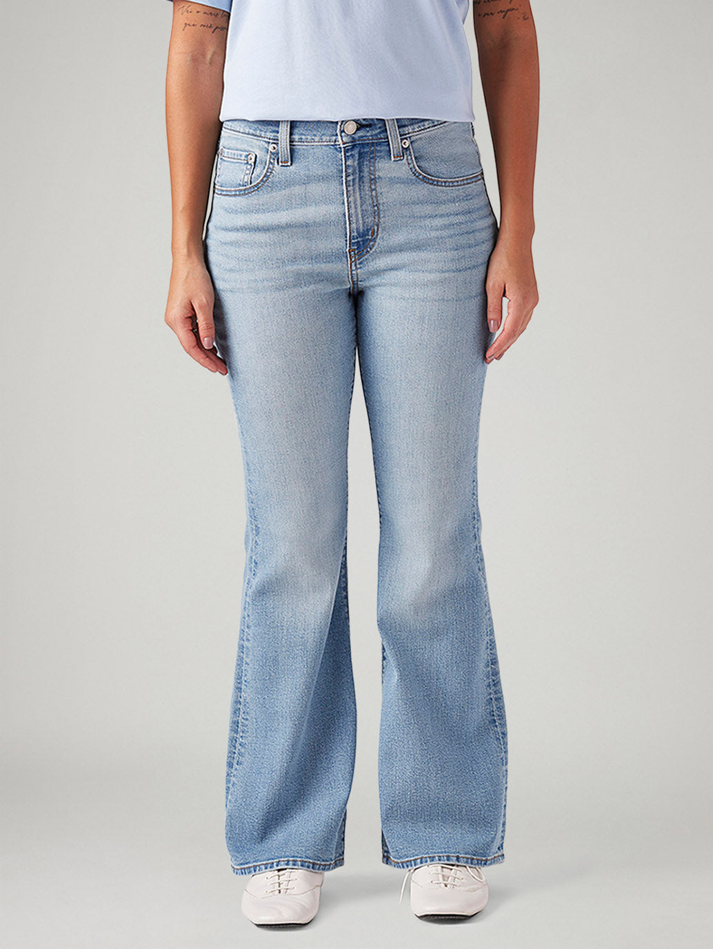 Women's 726 Light Blue Flared Fit High Rise Jeans - Front View