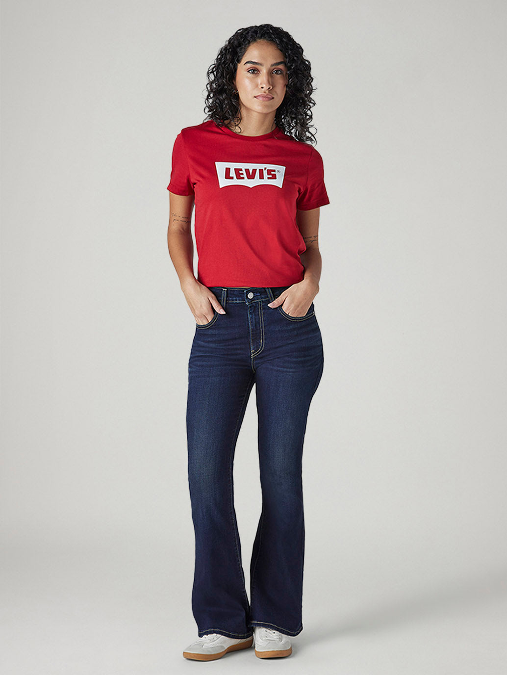 Women's 726 Dark Blue Slim Flare Fit High Rise Jeans