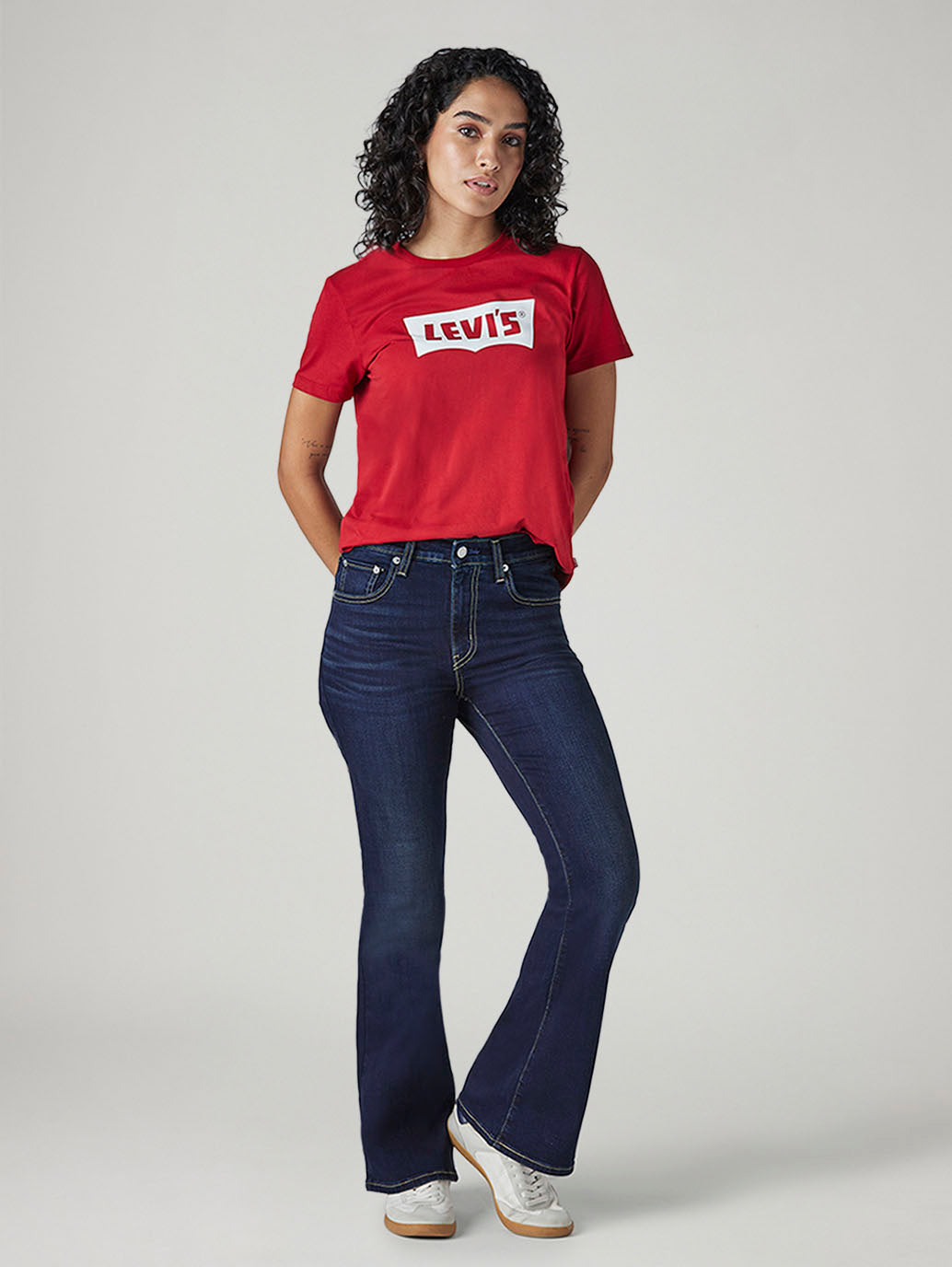 Women's 726 Dark Blue Slim Flare Fit High Rise Jeans - 121c7d03-ee5e-496c-88df-d58ed3e1d132 View