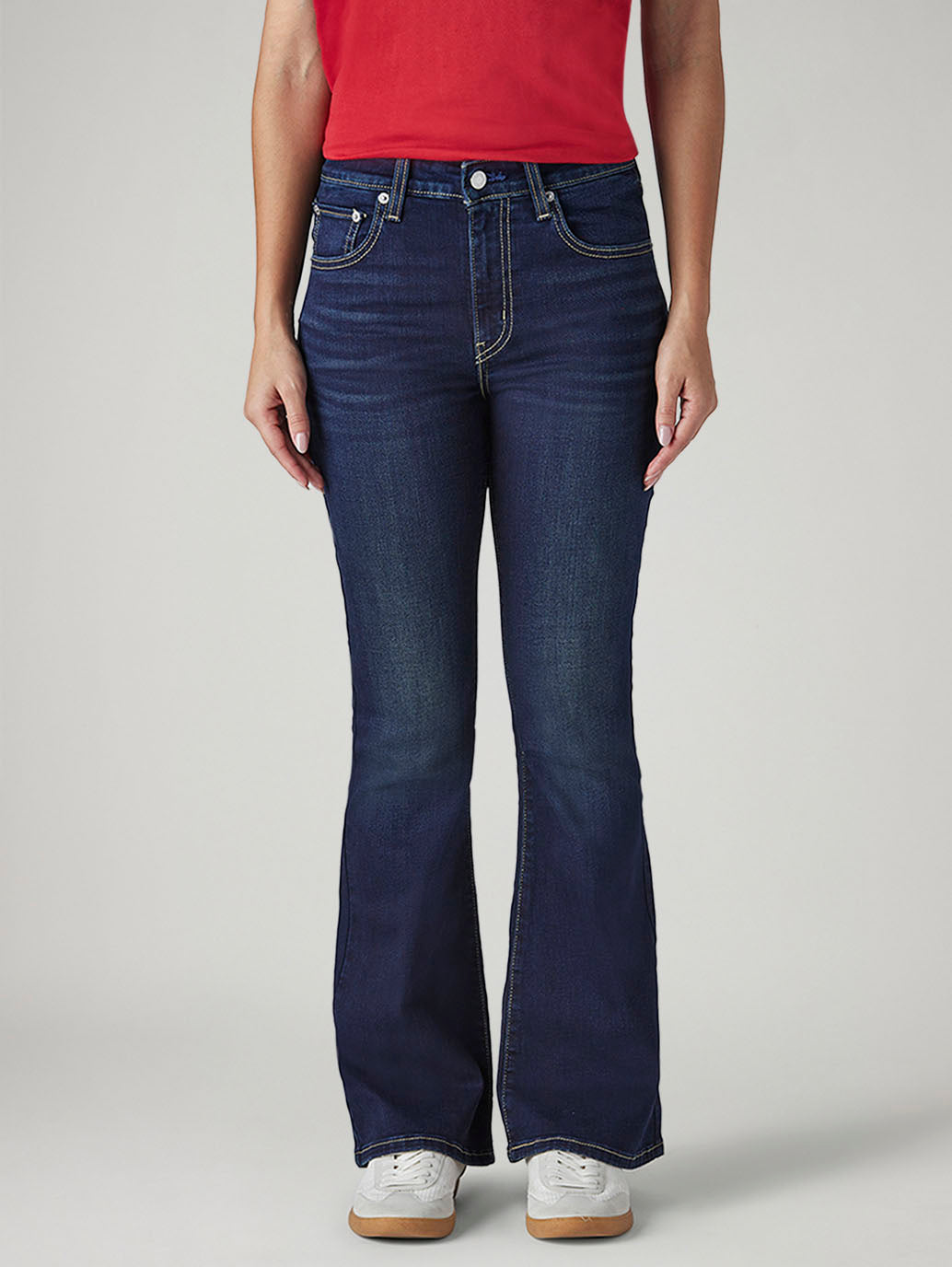 Women's 726 Dark Blue Slim Flare Fit High Rise Jeans - 485ad225-07b4-450c-a24b-7259e7bd7c14 View