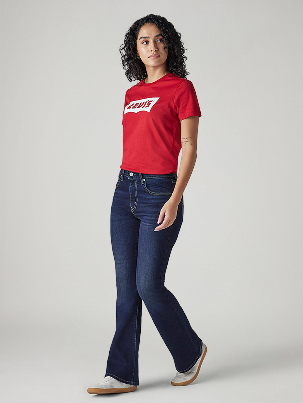 Women's 726 Dark Blue Slim Flare Fit High Rise Jeans - 5e850c74-1ec0-4136-87b3-320984215f91 View