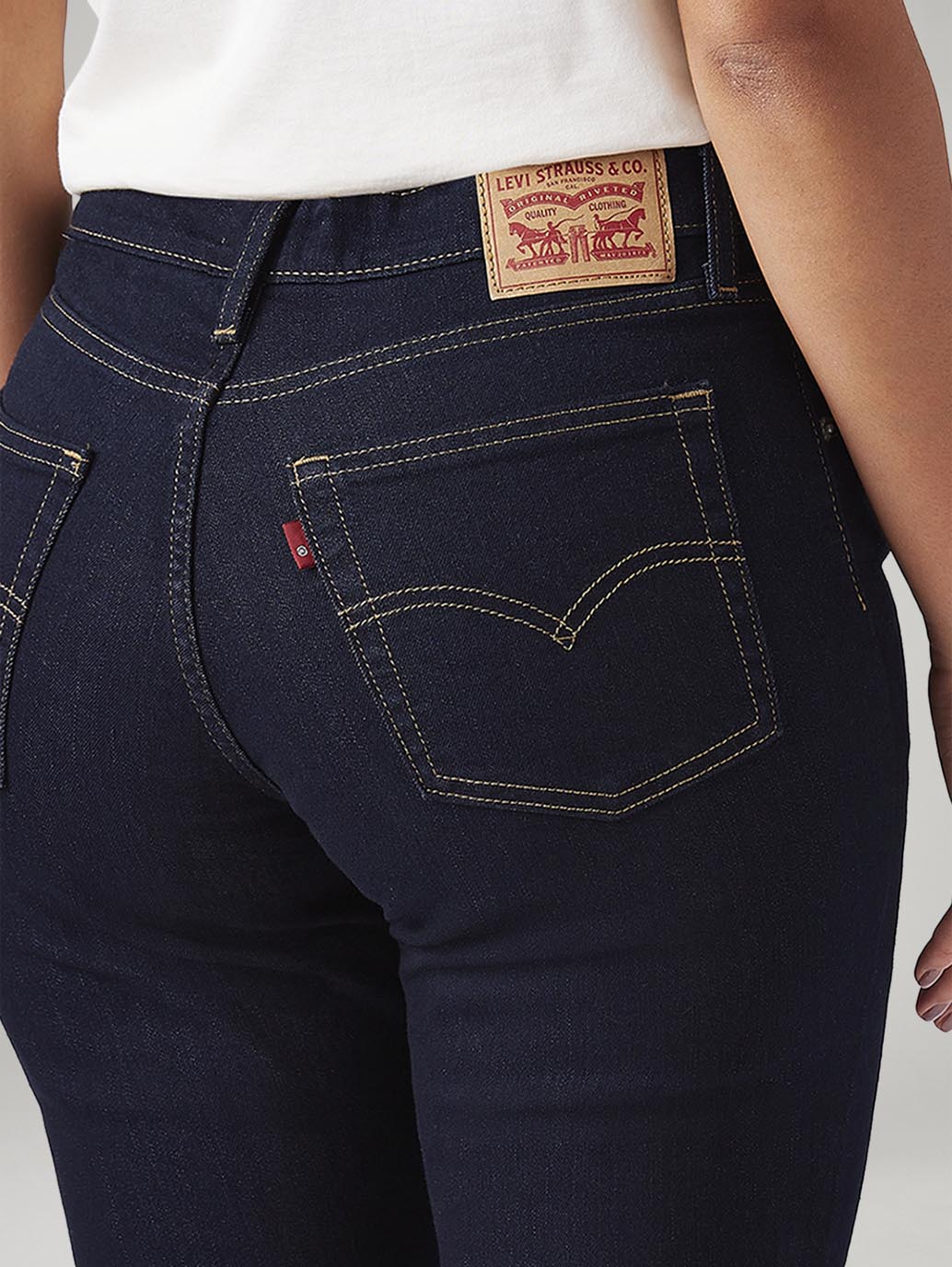 Women's 726 Dark Blue Flared Fit High Rise Jeans - Detail View