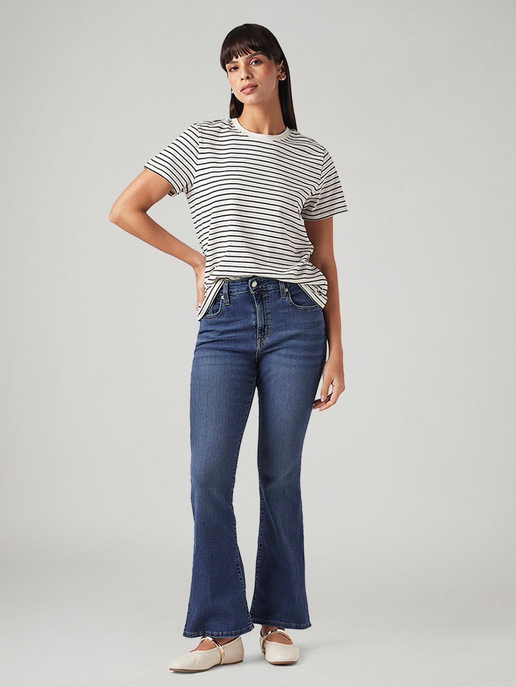 Womens 726 High Rise Flared Fit Cotton Stretch blend Jeans