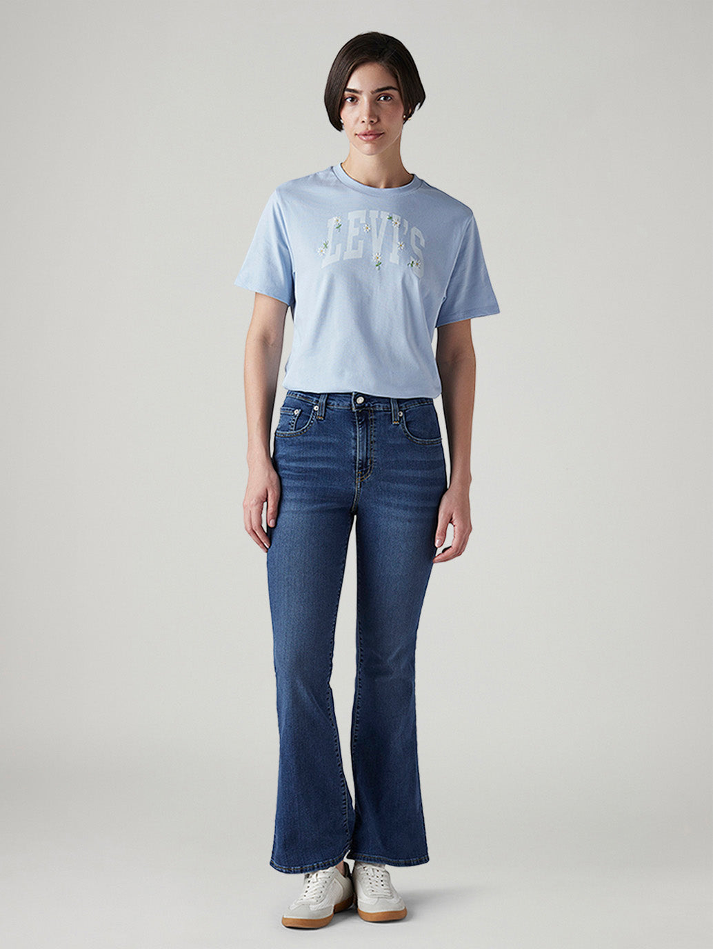 Women's 726 Blue Flared Fit High Rise Jeans - Front View