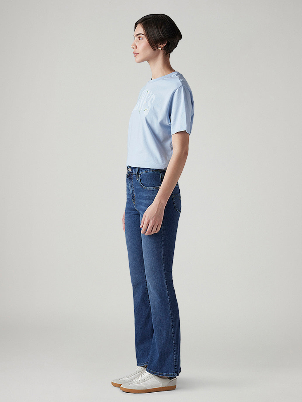 Women's 726 Blue Flared Fit High Rise Jeans - Side View