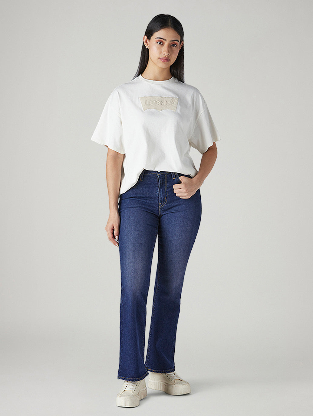 Women's 726 Dark Blue Flared Fit High Rise Jeans
